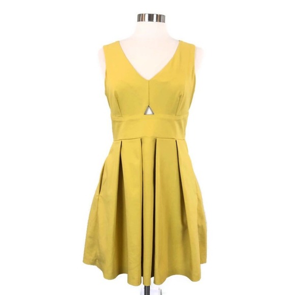 Closet Dresses & Skirts - CLOSET Yellow Fit and Flare Cutout Dress